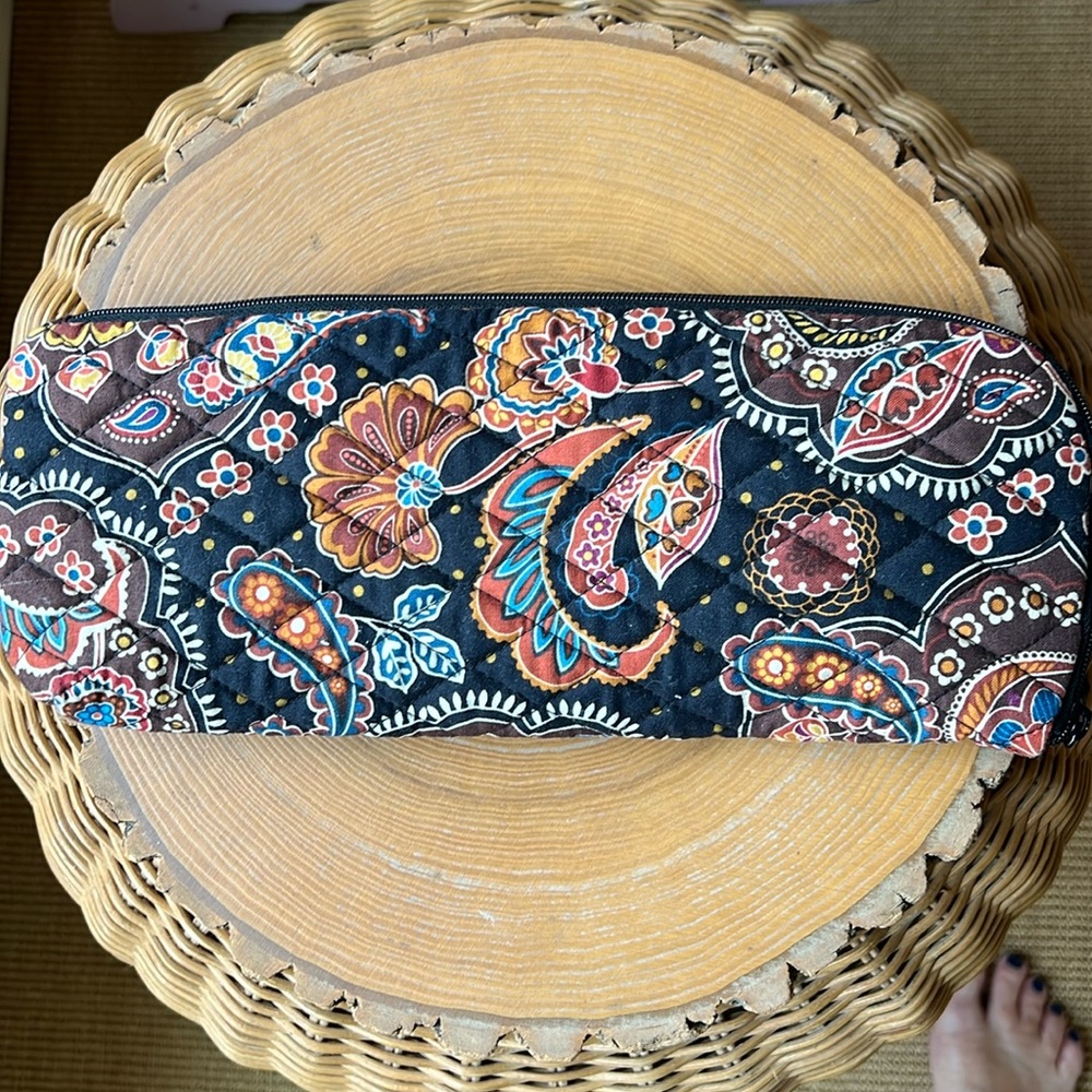 Vera Bradley Vintage Zippered Storage Bag, Kensington Pattern, Approx 12” x 5”